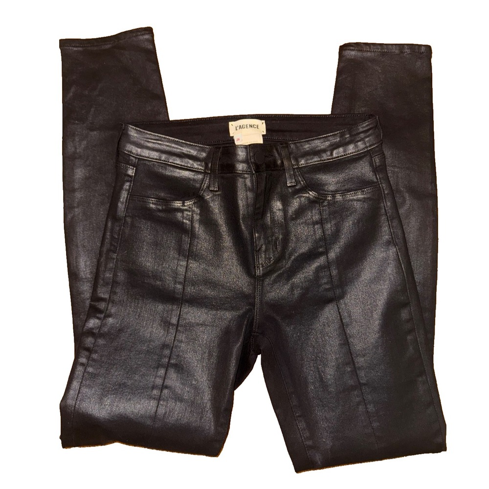 L'Agence NWD Jyothi High Rise Split Ankle Jeans Pants Size 26 US In Solid Black